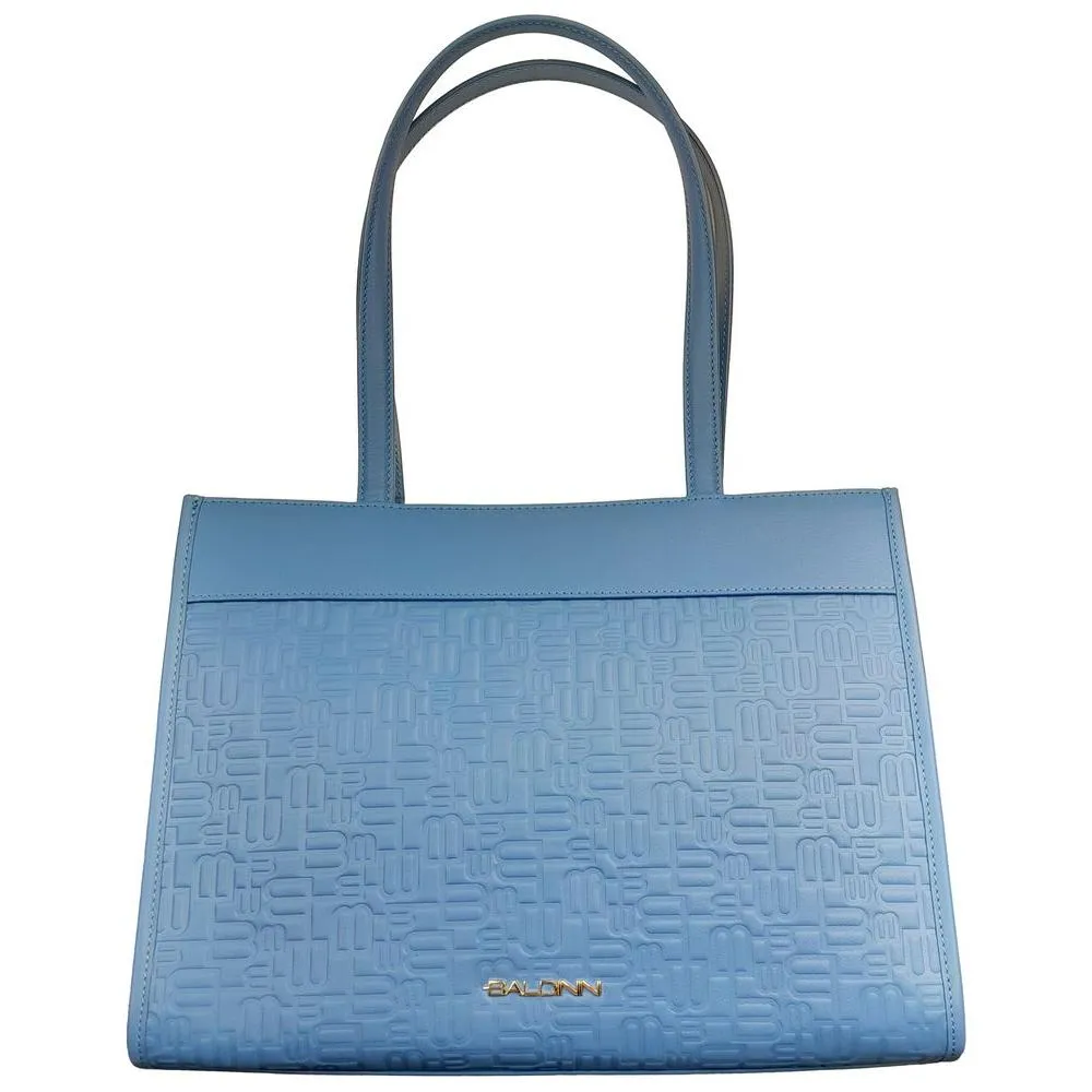 Baldinini Trend Elegant Light Blue Shopping Bag with Logo Motif