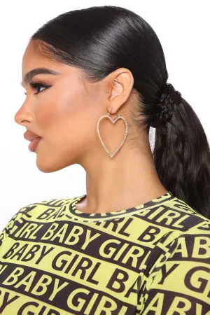 Be My Baby Heart Earrings - Gold