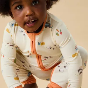 Farmyard Clever Zip Baby Pajamas