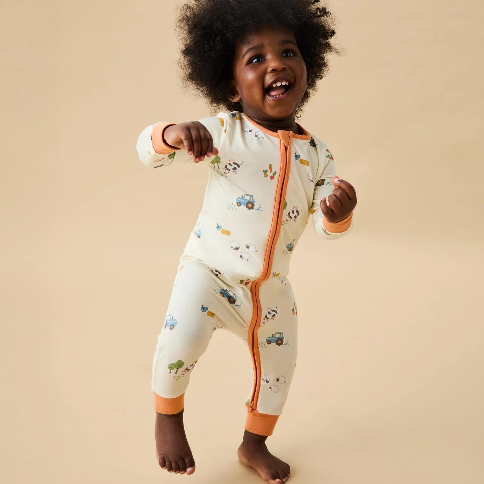 Farmyard Clever Zip Baby Pajamas