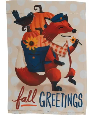 Foxy Fall Greetings Garden Suede Flag