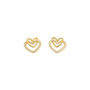 OMG Heart Sterling Silver Gold Earrings