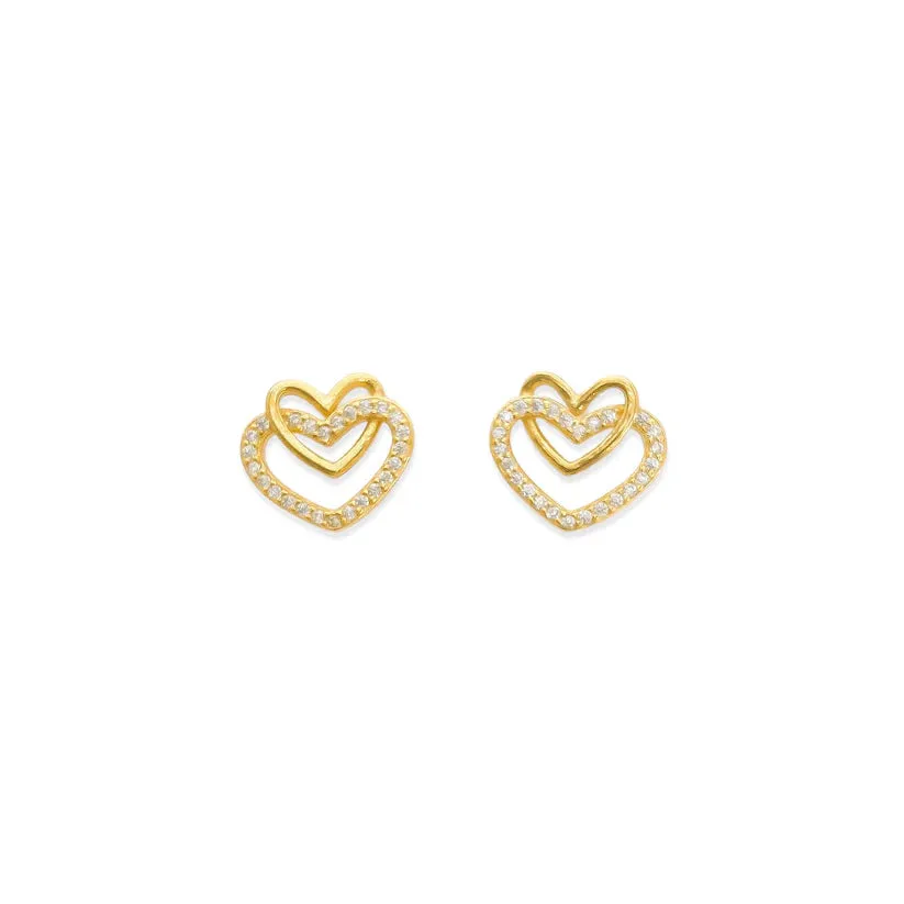 OMG Heart Sterling Silver Gold Earrings