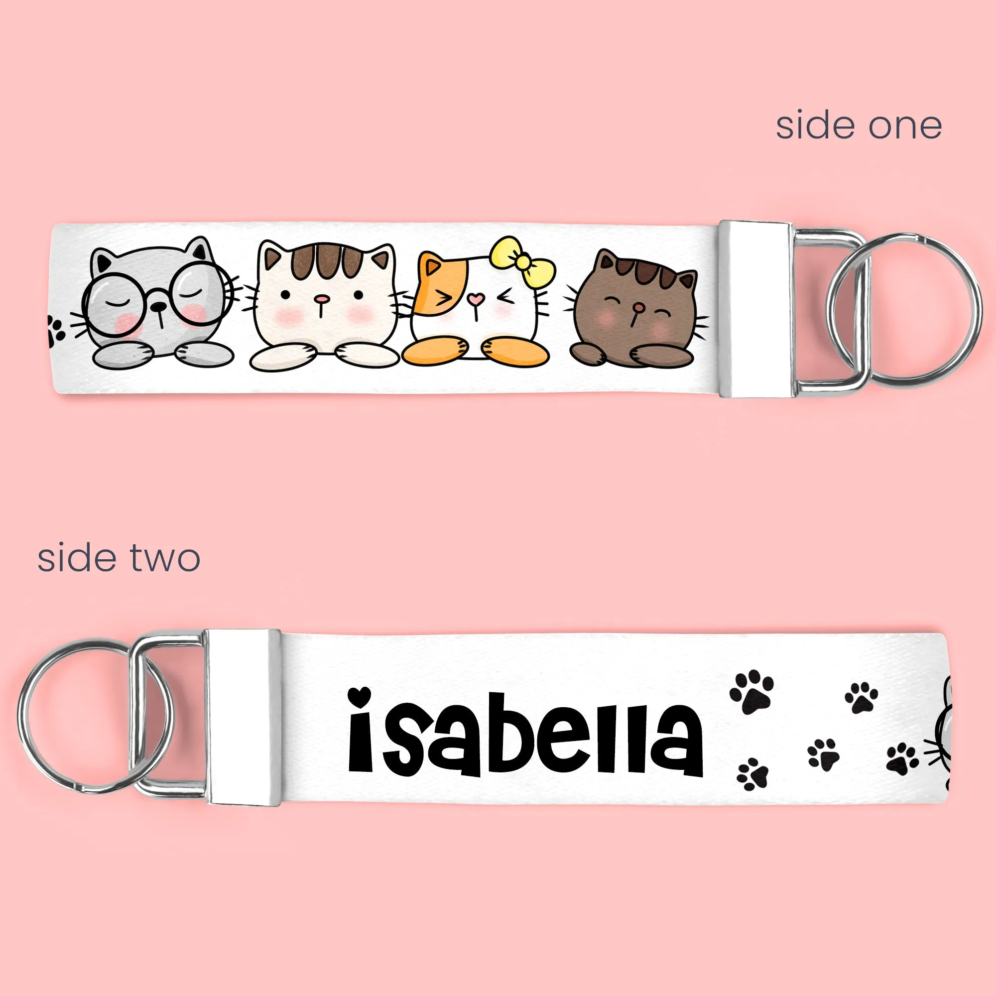 Personalized Cute KittyRow KeyChain