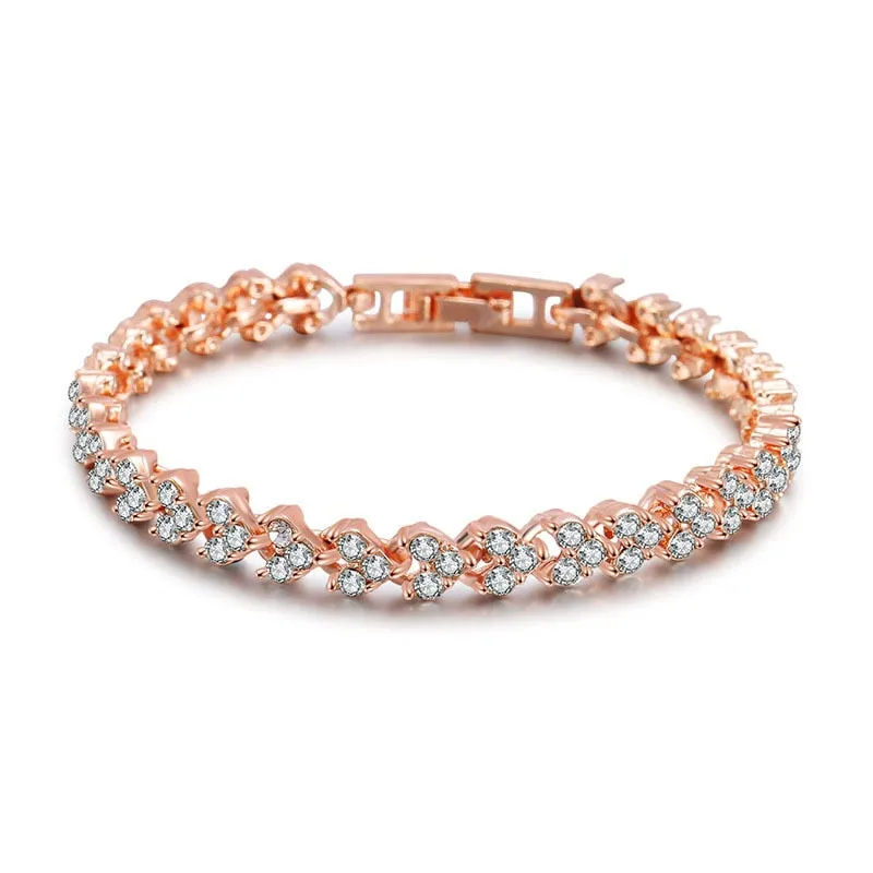 Roman Crystal Heart Bracelet
