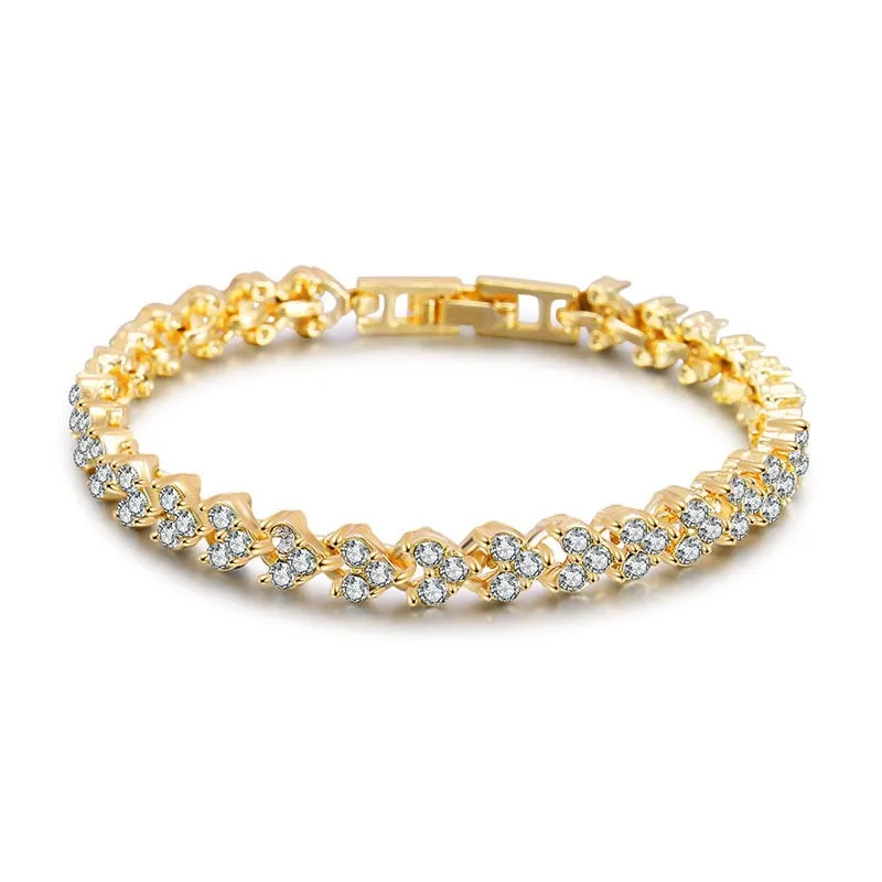 Roman Crystal Heart Bracelet
