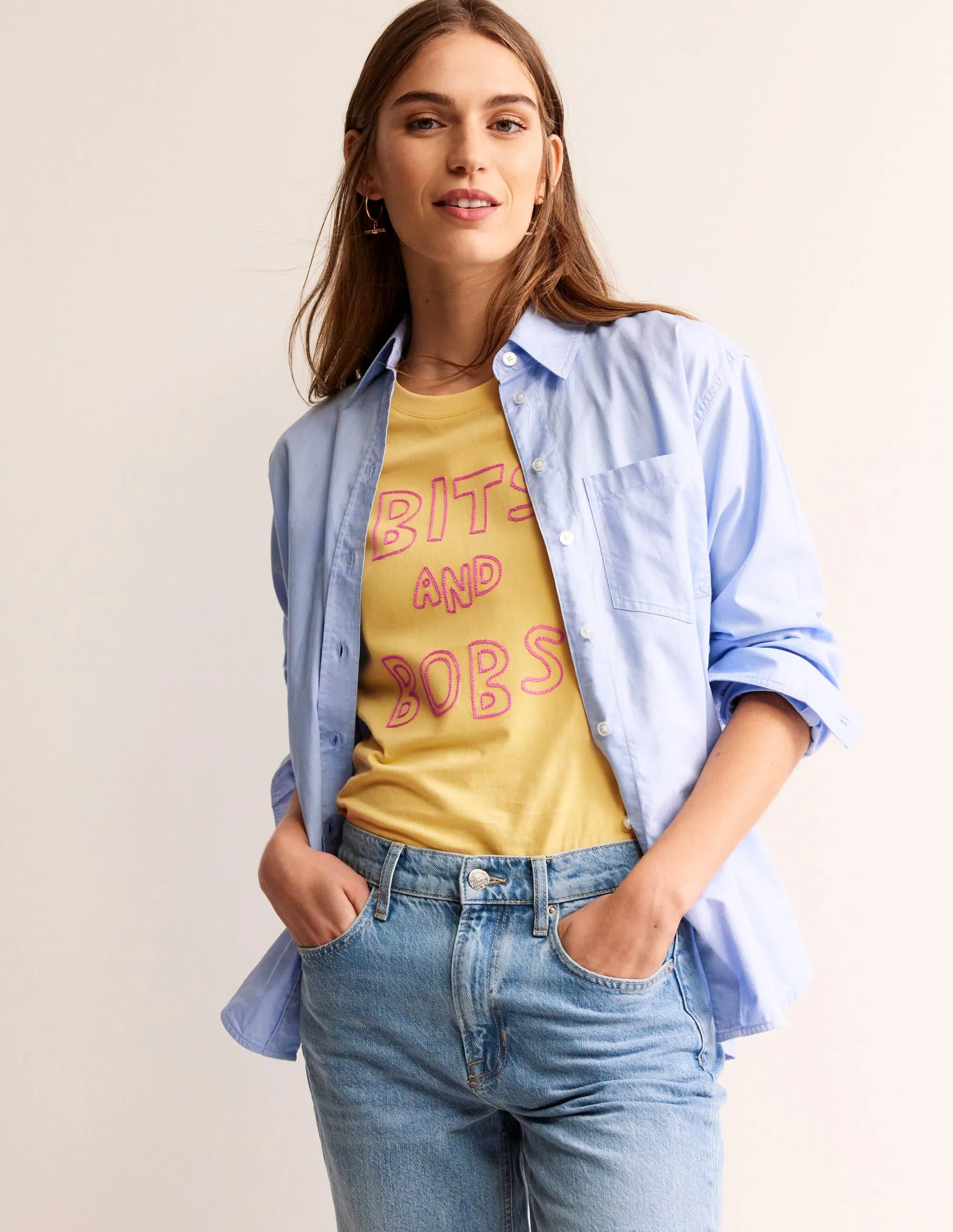 Rosa Embroidered T-Shirt-Dusky Citron, Bits and Bobs