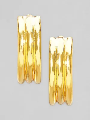 Rubans 925 Silver The Offset Classic Hoop Earrings.- Gold Plated