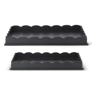 Scalloped Edge Black Acacia Wood Trays - 2 Sizes