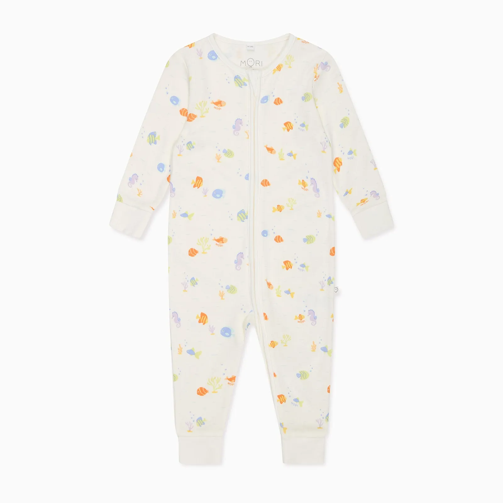 Turtles Ribbed & Little Fish Clever Zip Snug Fit Baby Pajamas 2 Pack